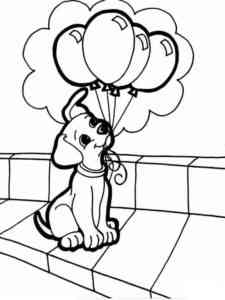 Puppy with Balloons coloring page