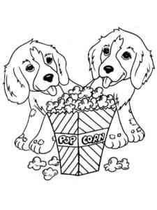 Dogs and Popcorn coloring page