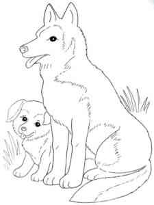 Dog and puppy coloring page