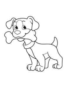 Puppy with bone coloring page