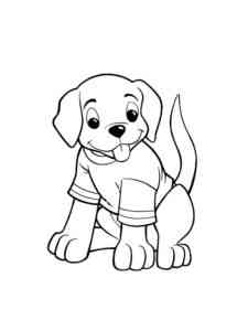 Puppy in a sweater coloring page
