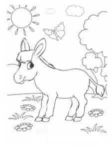 Donkey Walking in the field coloring page