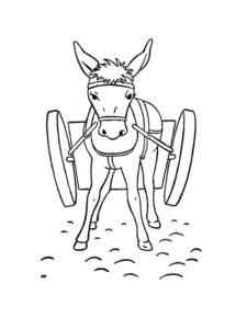 Donkey and wagon coloring page