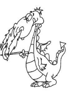 Dragon frying a sausage coloring page