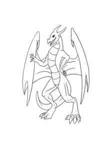 Dragon stands on his paws coloring page