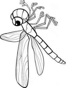 Sad Cartoon Dragonfly coloring page