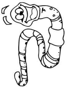 Smiling Earthworm coloring page