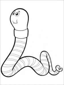 Funny Cartoon Earthworm coloring page