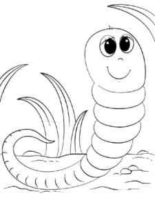Funny Earthworm coloring page
