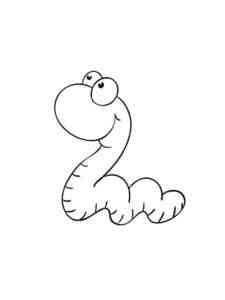 Simple Cartoon Earthworm coloring page