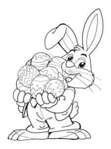 Easter Bunny Holding Eggs coloring page