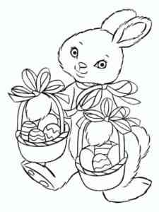 Easter Bunny with two baskets coloring page