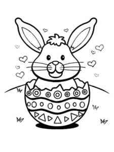Easter Bunny hatched from an egg coloring page