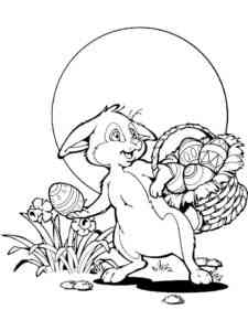 Easter Bunny carries basket coloring page