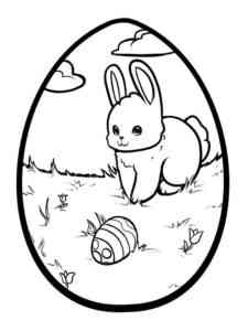 Easter Bunny drawn on the egg coloring page