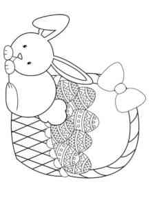 Easter Bunny and the basket of eggs coloring page