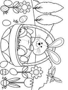 Easter Rabbit in a basket coloring page