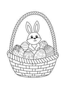 Easter Bunny in a basket coloring page