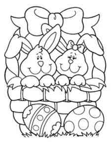 Two Easter Rabbits coloring page