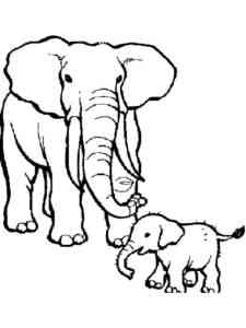 Elephant Mother And Baby coloring page