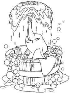 Little elephant washing up coloring page