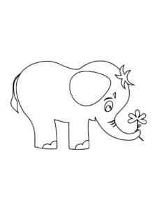 Baby Elephant and flower coloring page
