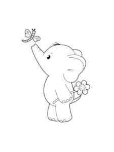 Cute Elephant with Flower coloring page