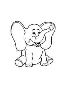 Happy Elephant sitting coloring page