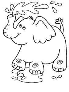 Elephant Make a Shower coloring page