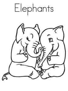 Two Elephants coloring page