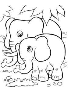 Two Cartoon Elephants coloring page