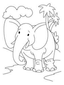 Happy Cartoon Elephant coloring page