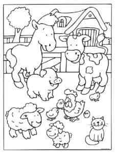 Happy Farm Animals coloring page
