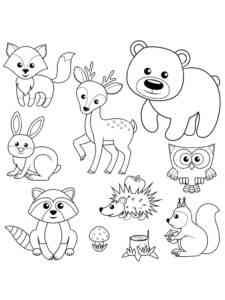 Cute Forest Animals coloring page