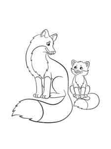 Fox and baby fox coloring page