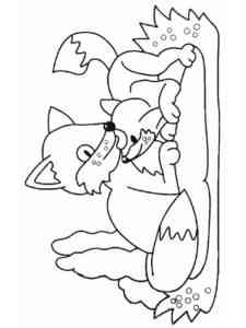 Cartoon Fox with cub coloring page