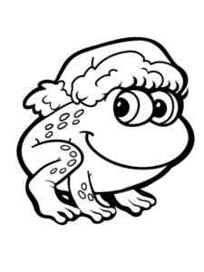 Frog in Santa Hat coloring page