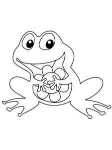 Frog with flower coloring page