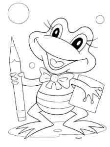 Frog with pencil coloring page