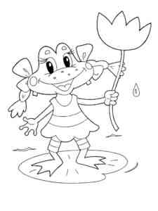 Frog with balloon coloring page