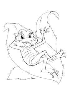 Frog on a leaf coloring page