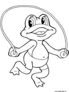 Frog with a jump rope coloring page
