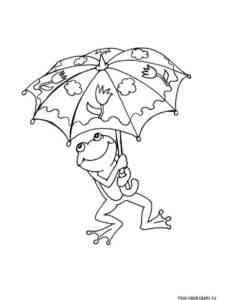 Frog with umbrella coloring page