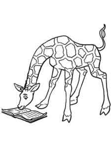 Giraffe reading book coloring page