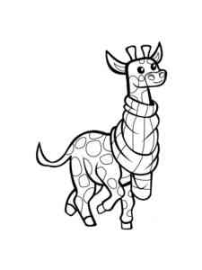 Giraffe in a scarf coloring page