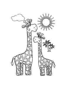 Two Cartoon Giraffes coloring page