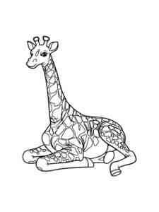 Giraffe lies down coloring page