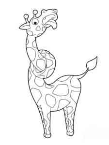 Giraffe twisted his neck coloring page