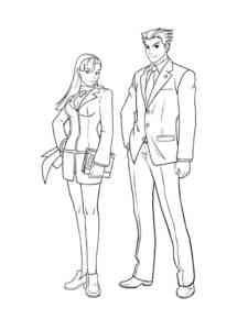 Phoenix Wright and Mia Fey coloring page