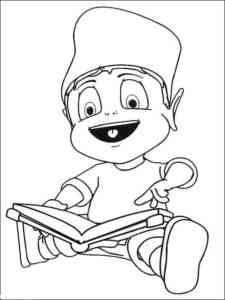 Adiboo with a book coloring page